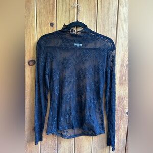 Maurices Sheer Black Lace Blouse